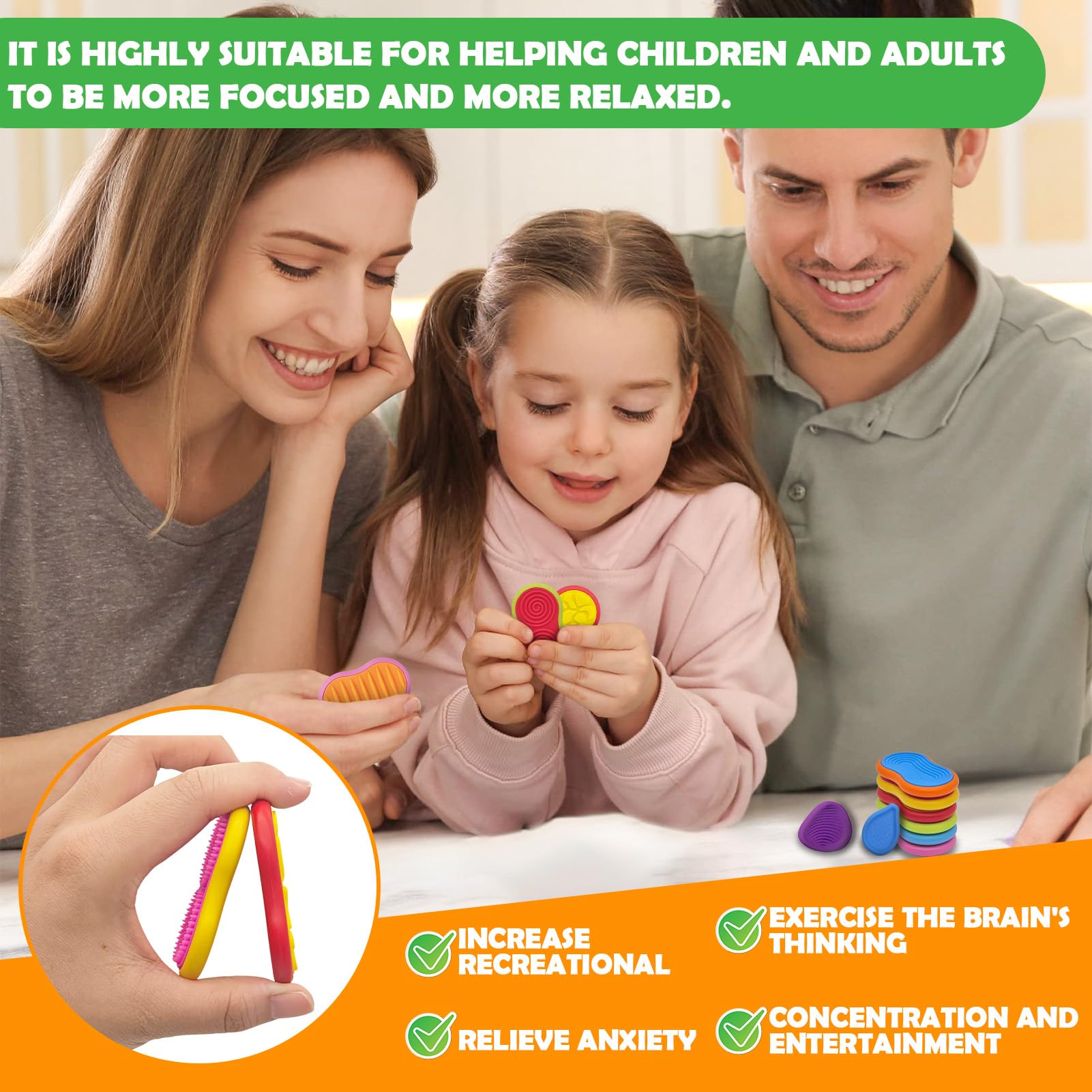 6 Pietre Sensoriali Fidget In Silicone - Antistress Per Ansia