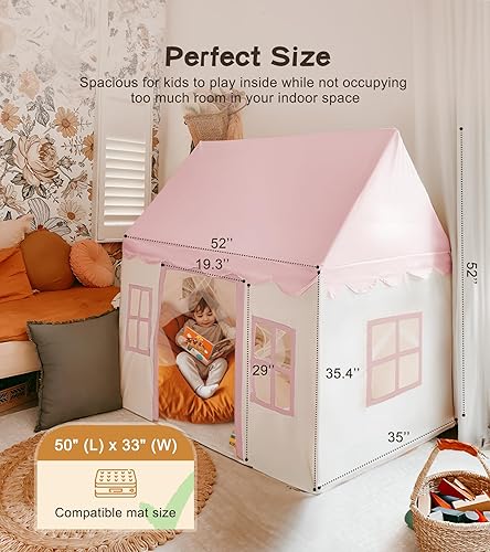 Miniatura 5 de Tienda de campaña grande para niños con paspartú, luces de estrellas, guirnalda de tejidos, tienda de campaña para interiores y exteriores, tienda