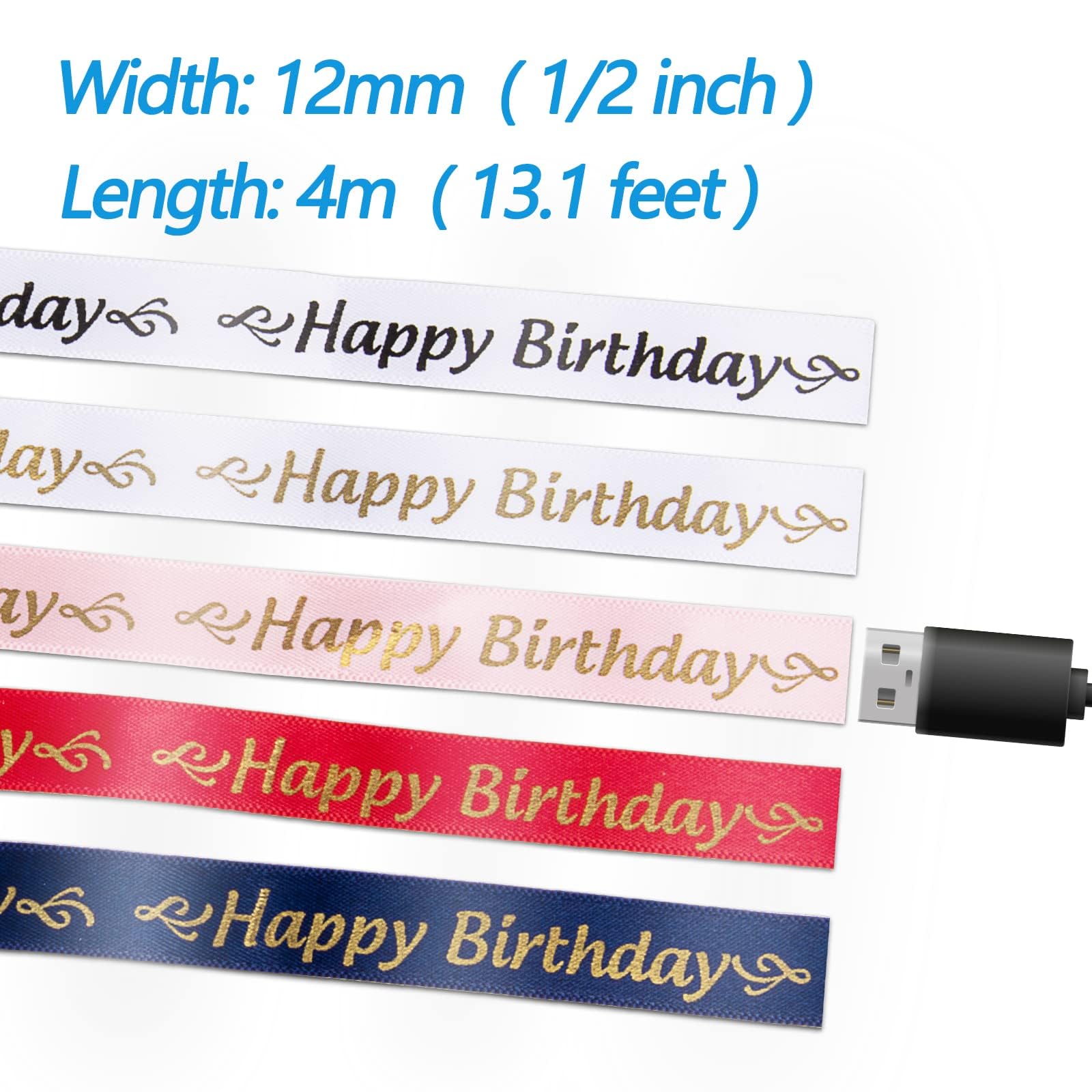 WEEMAY Lot de 5 rubans adhésifs en satin compatibles avec Brother 12 mm TZe-R231 TZe-R234 TZe-RE34 TZe-RN34 TZe-RW34 pour imprimante Ptouch Embellish PTH110 PTD210 PTD215e PTD400AD