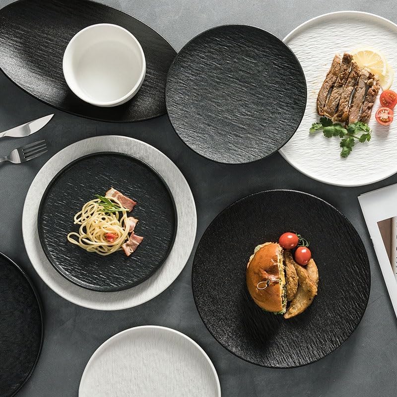 Pattern Light Luxury Stone Pattern Ceramic Bowl Plate Spoon Chopstick Set Restaurant