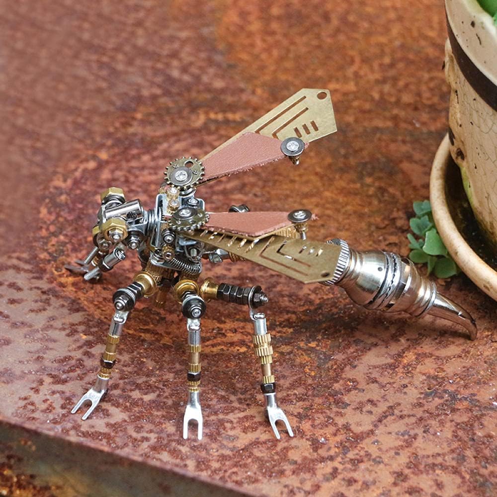 Mechaniczny zestaw modeli ważek 3D, metalowe puzzle ze szczegółową symulacją, montaż DIY dla dorosłych, unikalna rzeźba biurkowa i prezent kolekcjonerski dla mężczyzn