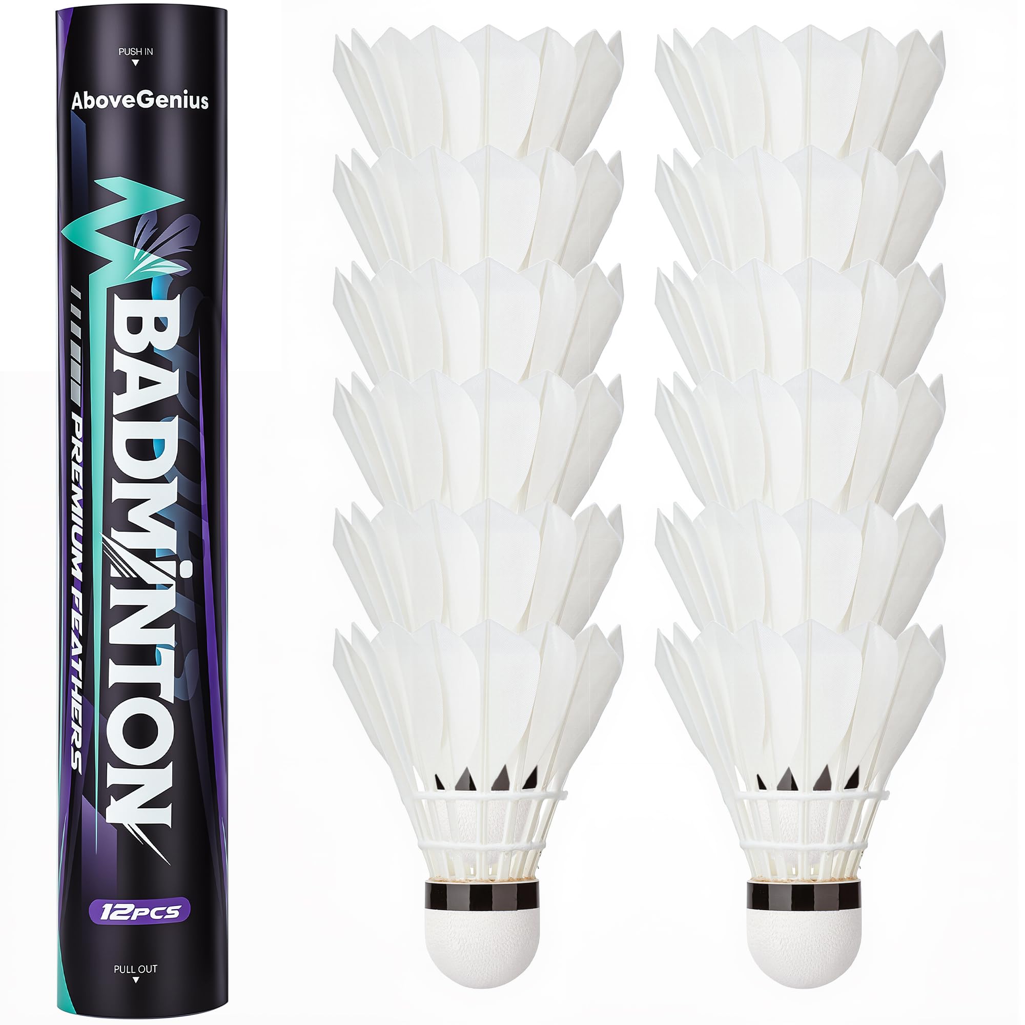 AboveGenius Goose Feather Badminton Birdies 6 Pack, Badminton Shuttlecocks with Stability Durability, High Speed Shuttle Balls for Indoor Outdoor Backyard Practice Training (6)-image-45