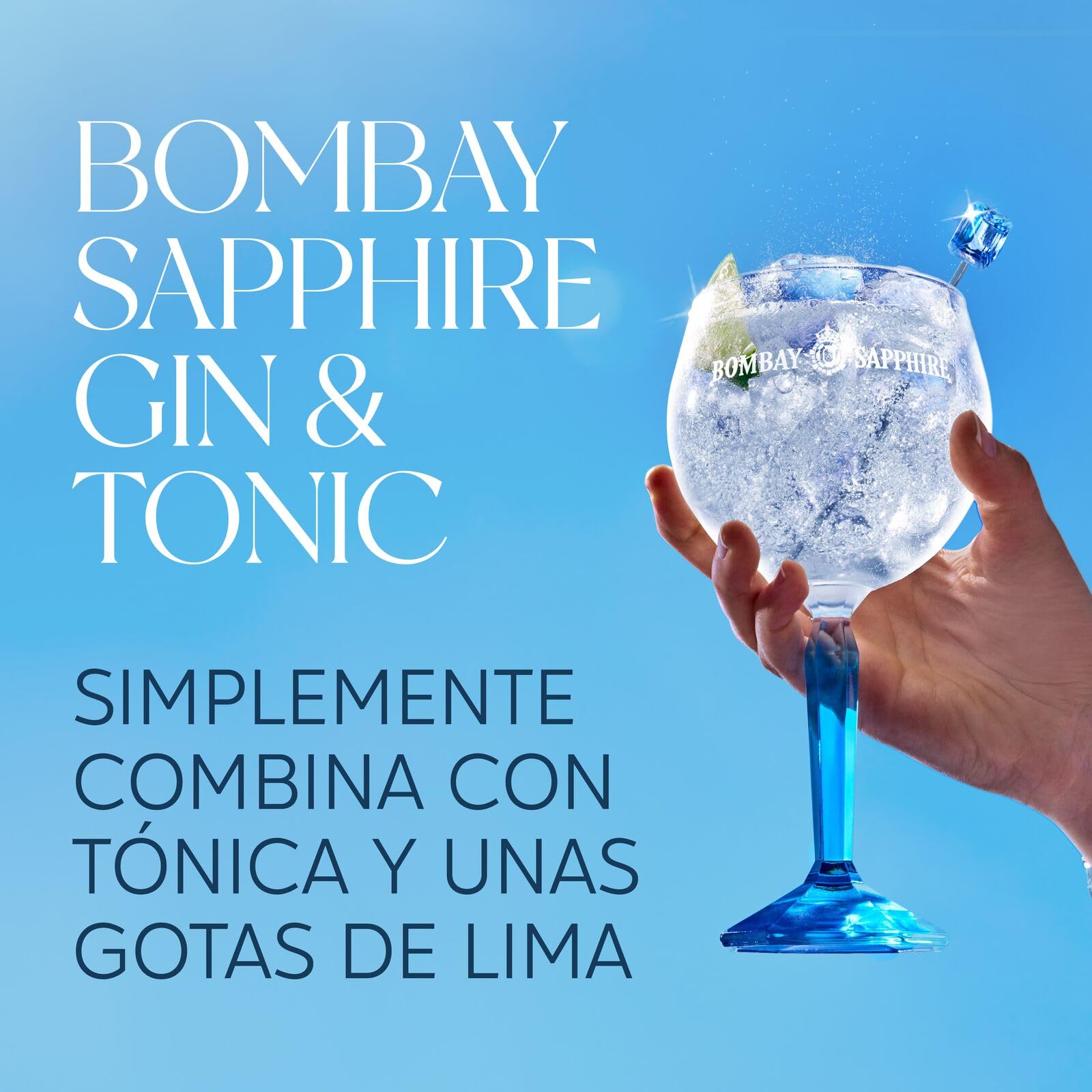 Bombay Sapphire London Dry Gin, 40% Vol., 100 cl / 1 L, bebida espirituosa 100% infusionada al vapor con 10 botánicos seleccionados a mano