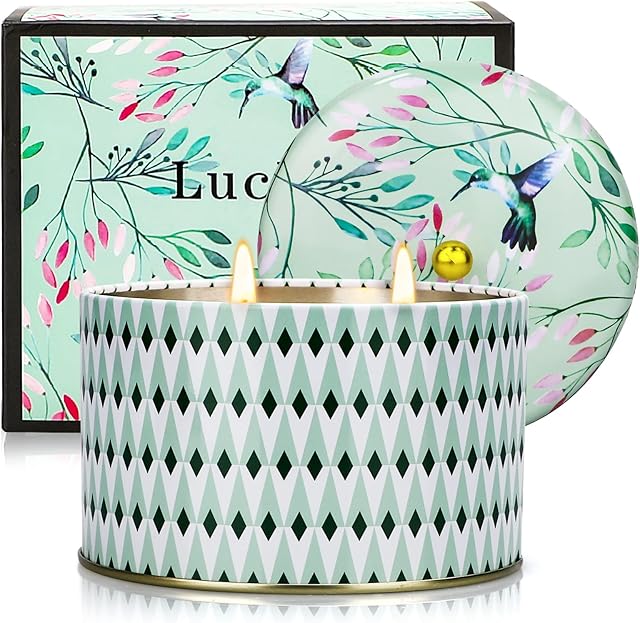 JMEXSUSS Scented Candles Gifts for Women, White Tea Large Scented Candle Set,14.1 Oz Soy Wax Candles Aromatherapy, Candles for Home Scented,50-65 Long Burning Hours