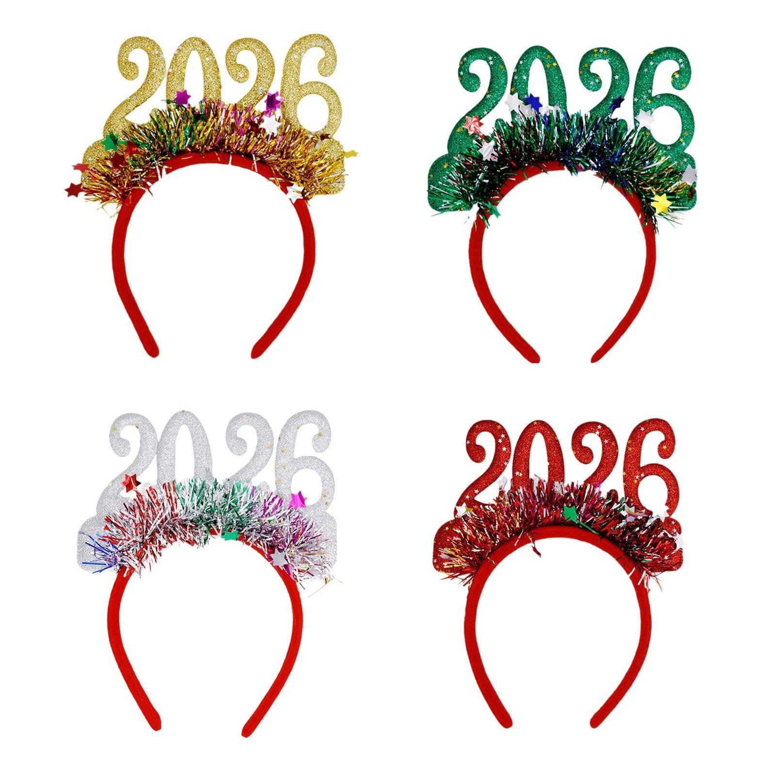 KAQNTUD Festive Deer Santa Headgear Set of 4 Ergonomic Design Comfortable to Wear Party Accessories Portable Decoration