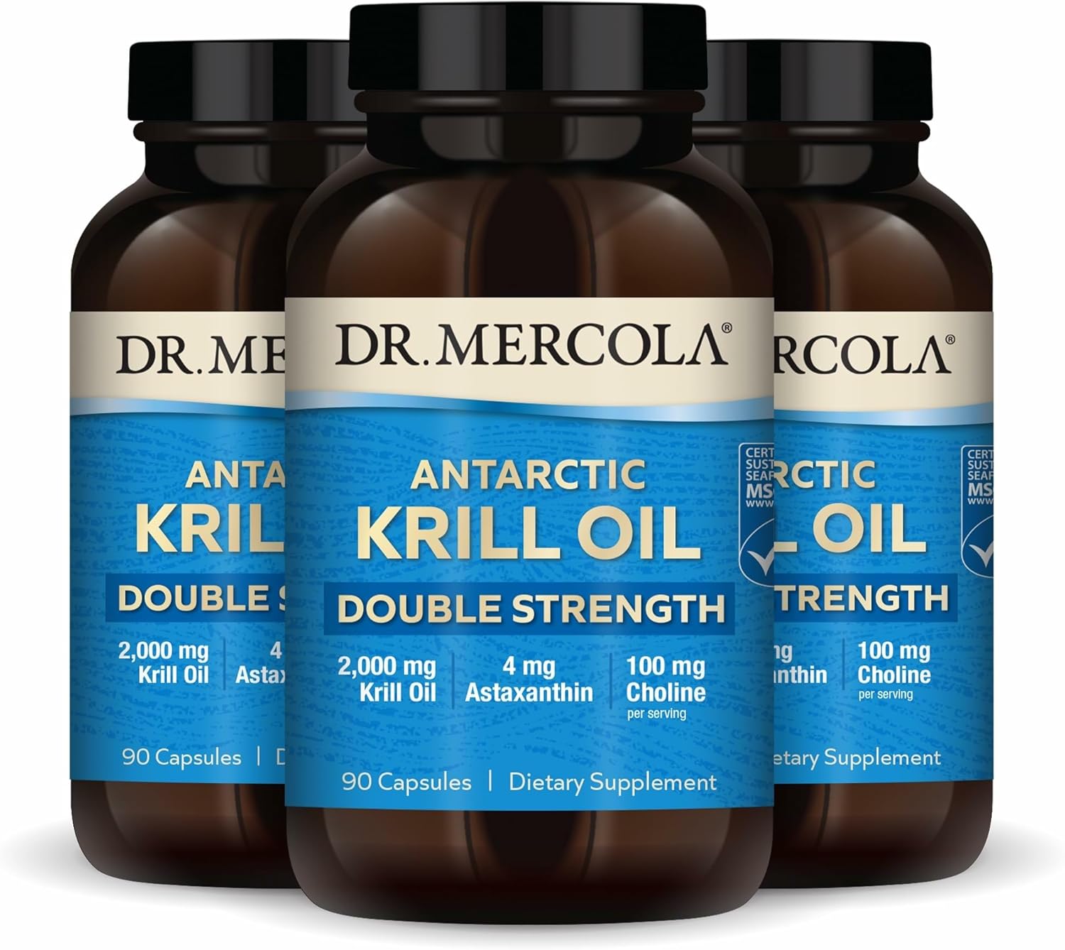 Dr. Mercola Antarctic Krill Oil Double Strength - 2,000 mg - Omega-3 Supplement with EPA & DHA - Supports Brain, Heart, Joint & Immune Health - GMO-Free & Gluten-Free - 270 Capsules (90 Servings)