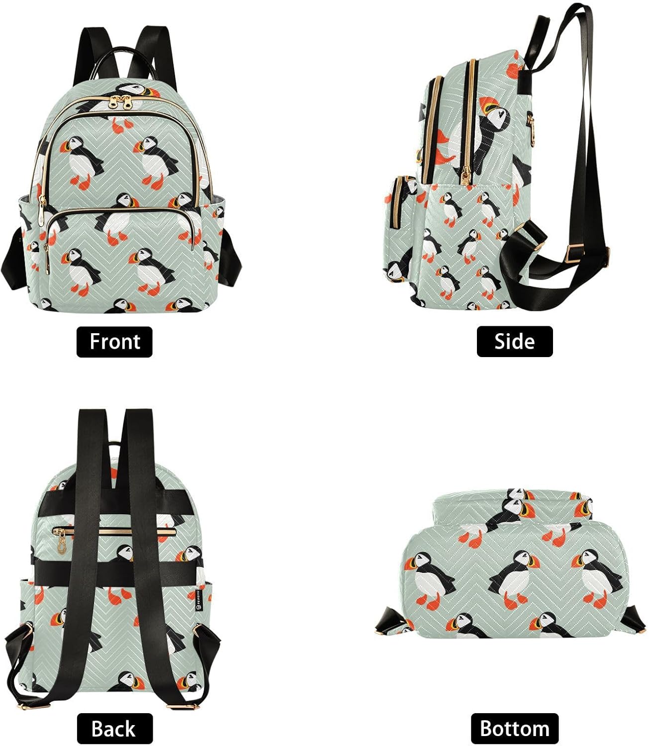 Women Fashion Backpack Funny Cute Puffin Sturdy Daily Bag Compact Regular Bag Diaper Bag