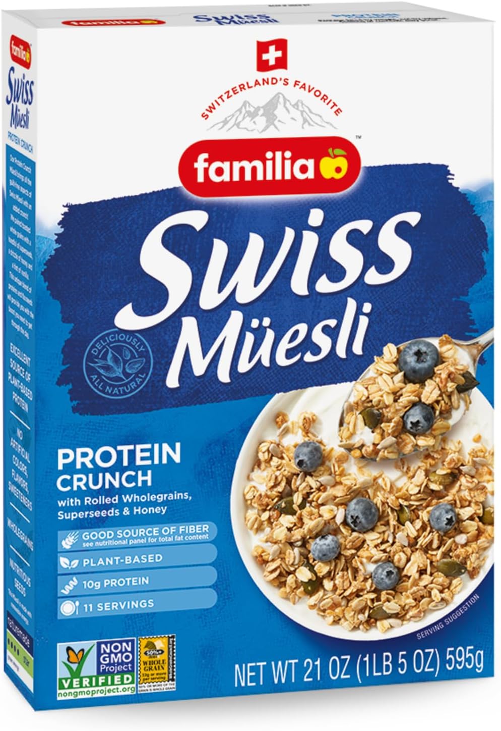 Familia Swiss Muesli Protein Crunch, Energy-Packed Cereal with Superseeds & Honey, 21oz (Pack of 1)