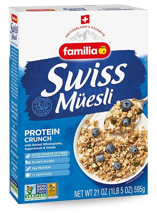 Familia Swiss Muesli Protein Crunch, Energy-Packed Cereal with Superseeds & Honey, 21oz (Pack of 1)