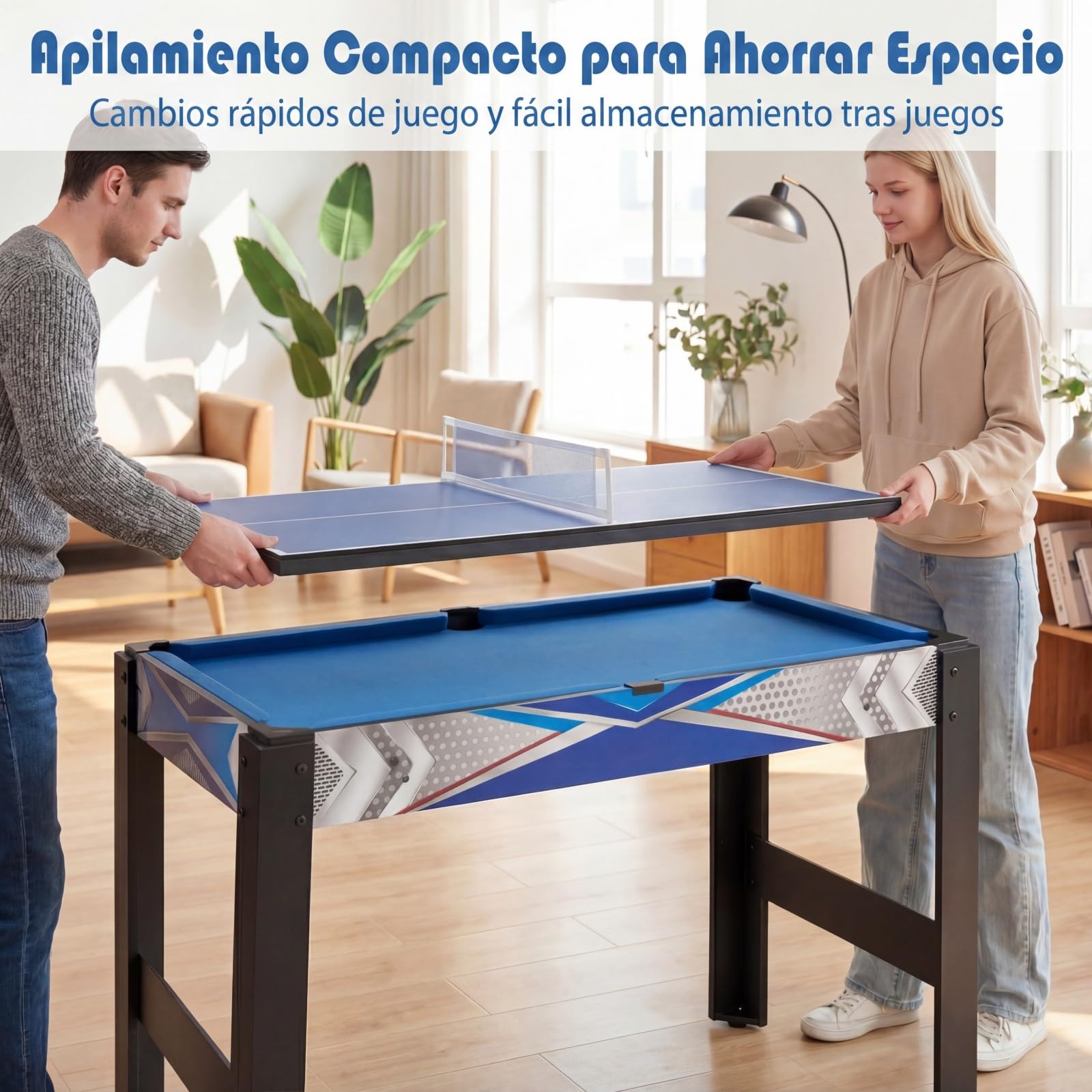 GOPLUS Mesa de Juegos 6 en 1, Mesa Multijuegos Combinada de Billar Hockey Baloncesto Ping Pong Bolos Shuffle, Patas de Metal, Diseño Apilable, Juego Arcade para Adultos y Niños, 96 x 43,5 x 74 cm