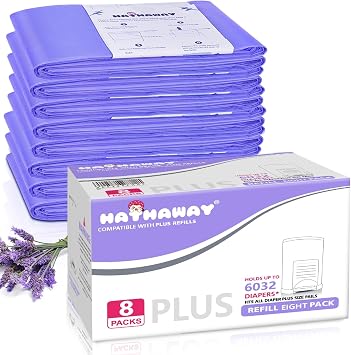 Refills Compatible with Dekor Plus Diaper Pail Refills 8 Pack Diaper Pail Liners with Lavender Scent