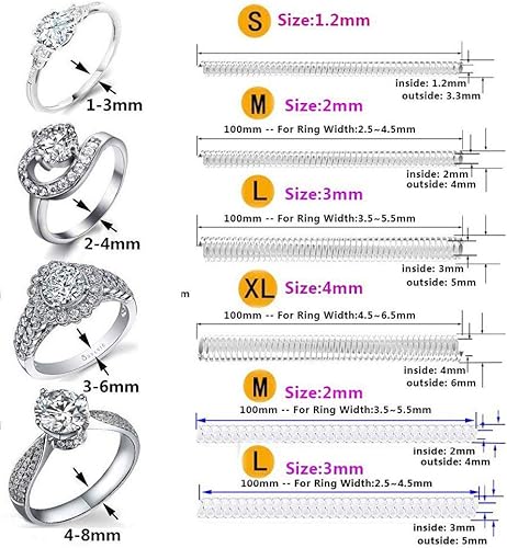 Miniatura 4 de Ajustador invisible de tamaño de anillo de 2 estilos para anillos sueltos, protector de anillo, tamaño de anillo, 11 tamaños para anillo de hombre y