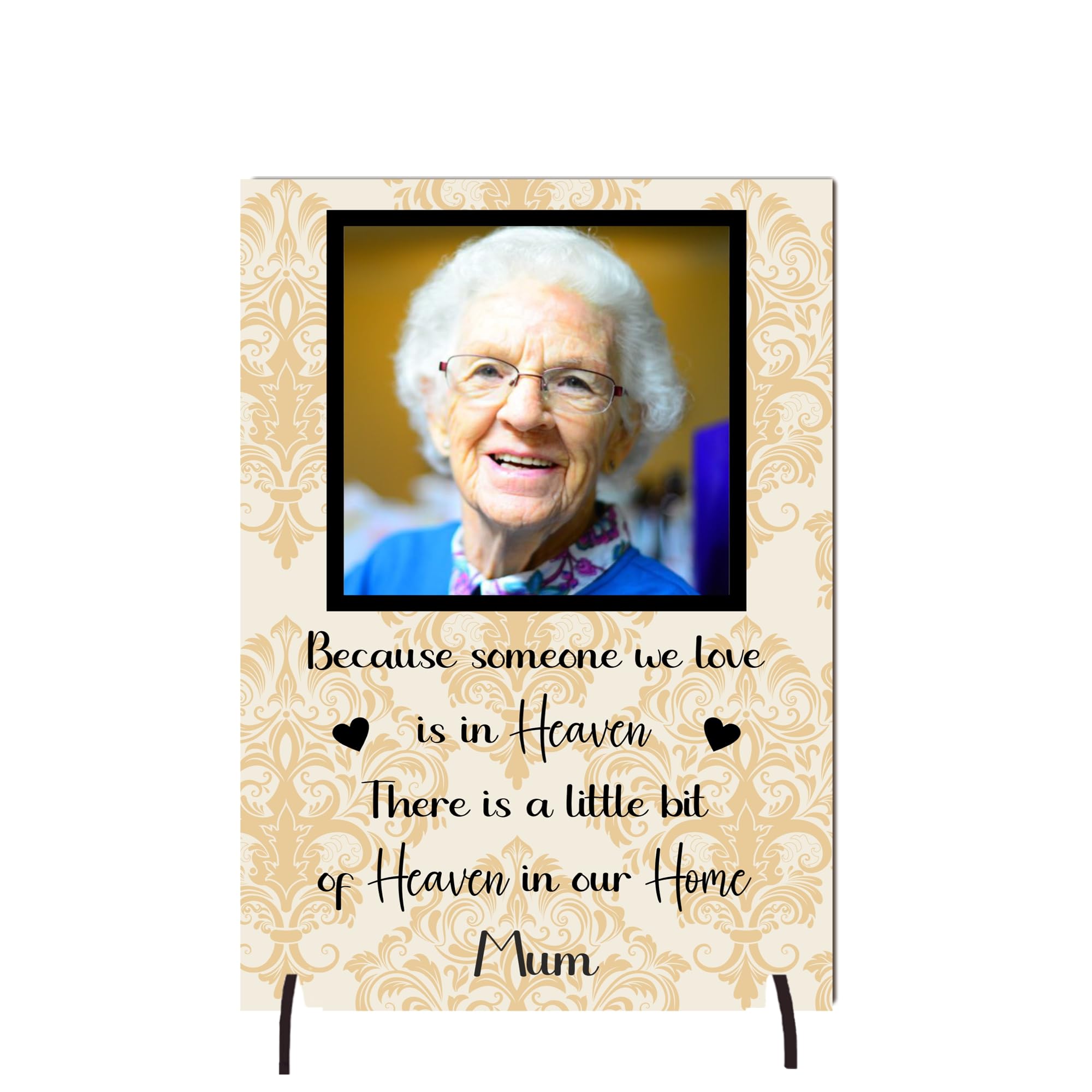 Personalised Bereavement Photo Plaque - Custom Memorial Gift with Choice of Colour, Heartfelt Quote, Size 148mm x 210mm (Mdf Wood A4 30cm x 21cm, Gold)