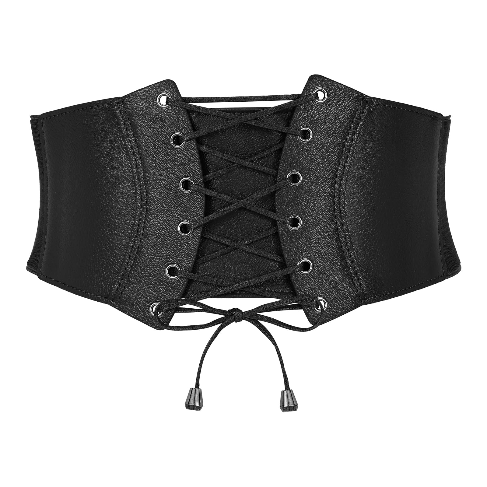 SANSTHS Corset Belt for Women Vintage Lace-up Waspie Elastic Cincher Waist Dresses Belt for Halloween Costume Parties