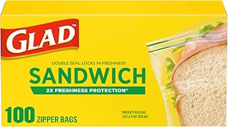 Zipper Food Storage Plastic Bags, Sandwich, 100 Count (Package May Vary)