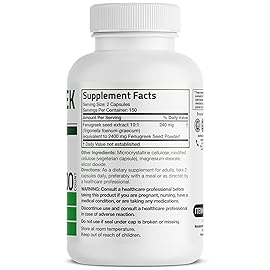 Bronson Fenugreek Seed Powder Capsules Extra Strength, Trigonella Foenum-Graecum, Non-GMO, Soy-Free, Vegetarian, 300 Capsules