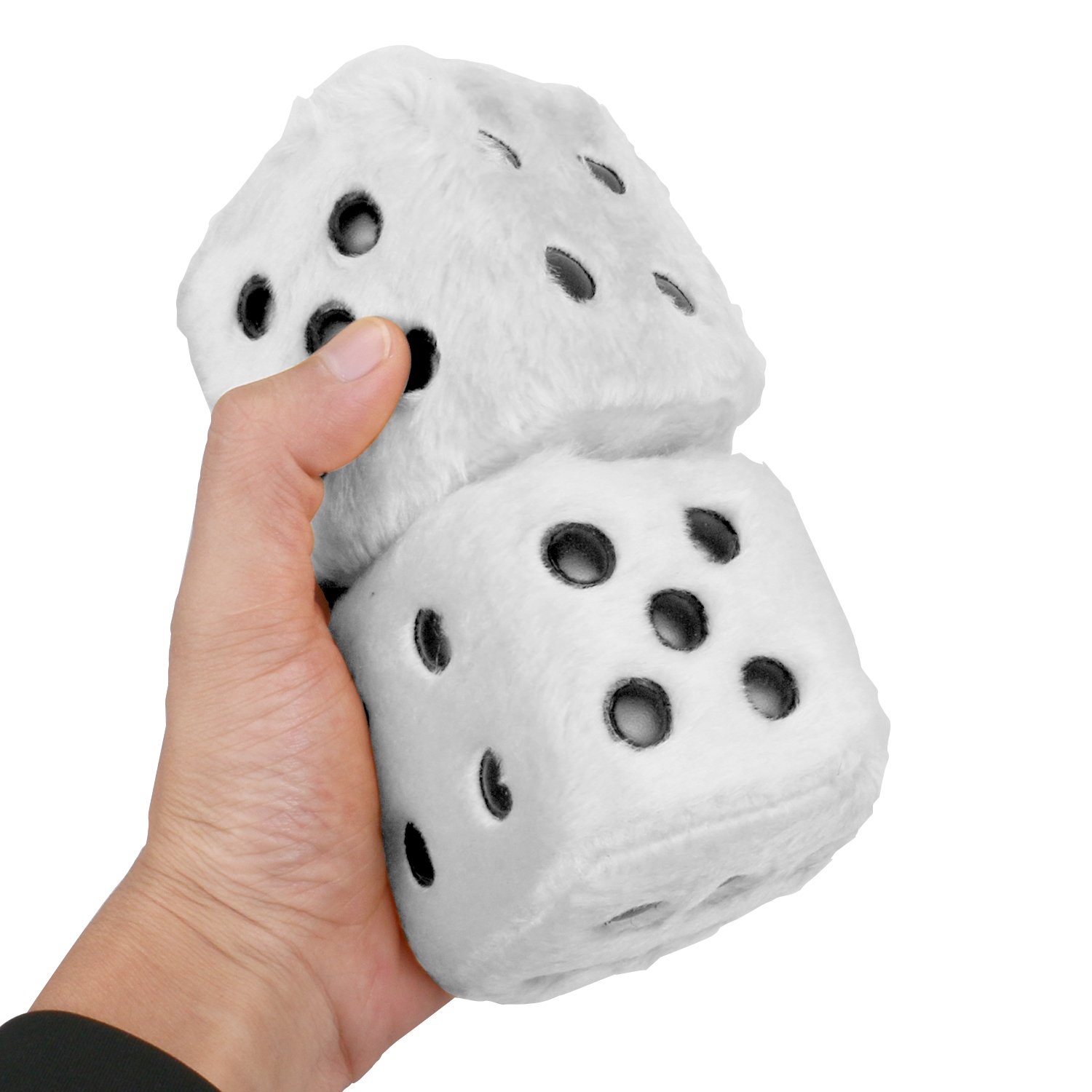 2 pezzi di dadi appesi a specchio quadrato retrò, ornamenti di peluche per auto con dadi sospesi per la decorazione di ornamenti interni di auto