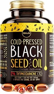 Maju Superfoods Black Seed Oil Capsules - Cold-Pressed Turkish Nigella Sativa, 2% Thymoquinone, 500mg, 60 Ct