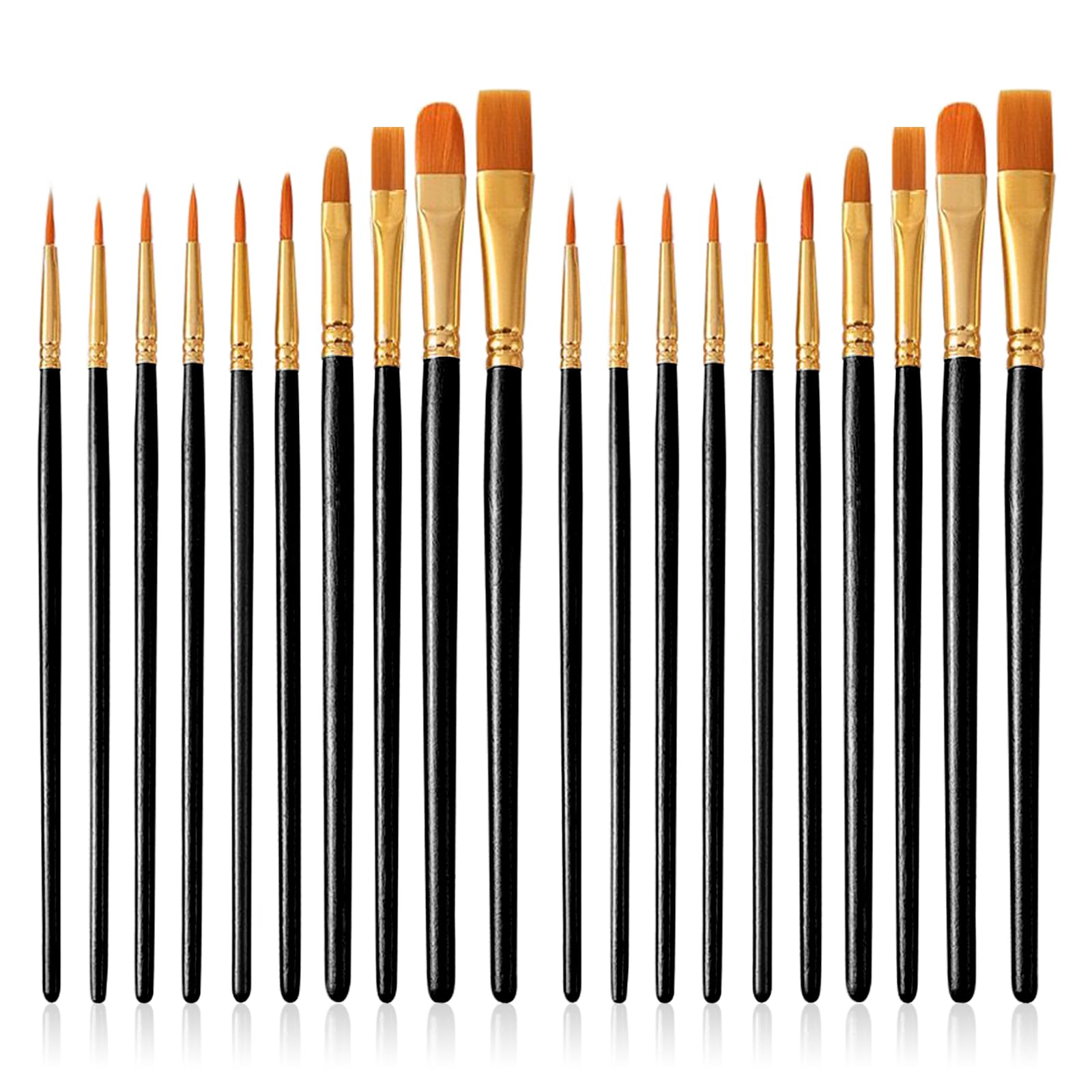 Quelcc 20 Stück Künstlerpinsel, Künstler PinselSets, Pinselset, Pinselset Acrylfarben, Aquarellpinsel, Pinsel Acrylfarbe, Pinsel Set, für Malliebhaber, Anfänger, Schwarz