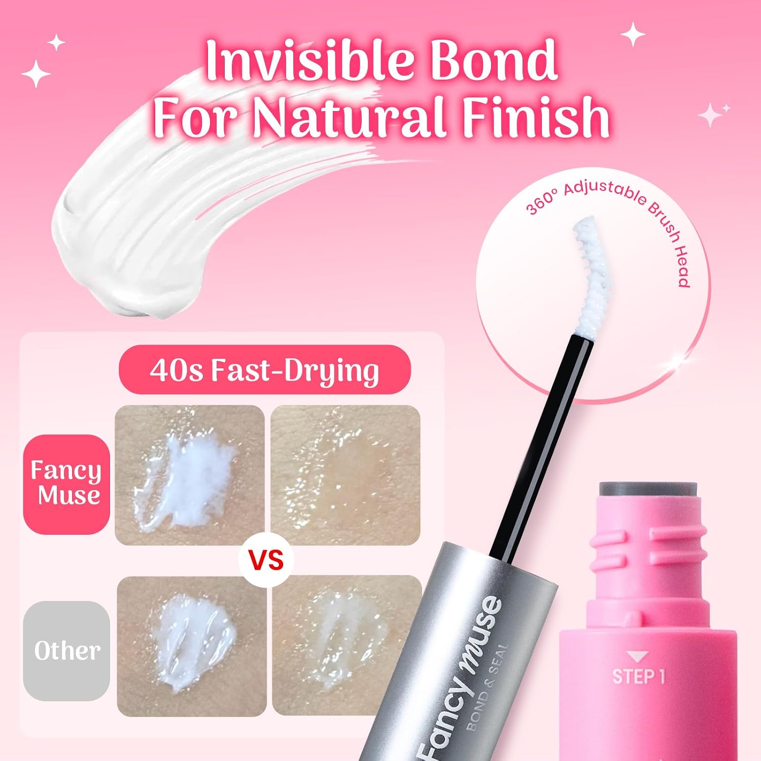 Lash Bond and Seal Glue Clear, Waterproof Lashes Adhesive Eyelash Cluster Glue with Vitamin E, 120H+ Long-Lasting Comfortable False Eyelash Adhesive for All Day Wear Natural Gift for Women