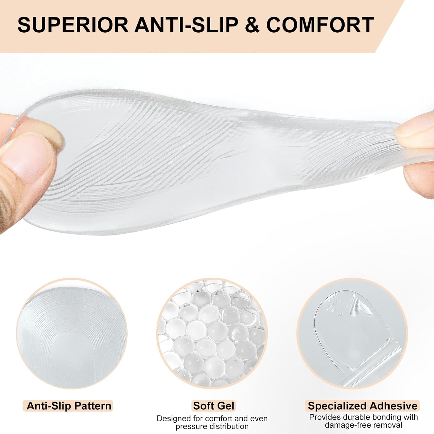 Heel Inserts for Women - Weight Shifting Insoles for High Heels, Gel Inserts Comfort Pads for Foot Pain Relief (Large - US 10-11.5 Women Shoes) - Image 3