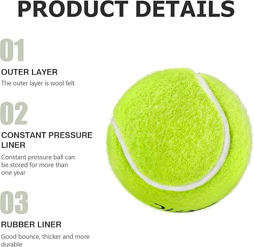 Miniatura 3 de SPORTIC Pelotas de tenis, pelota de tenis presurizada de fieltro de servicio con bolsa de malla para 12 o 36 piezas, pelotas de tenis de