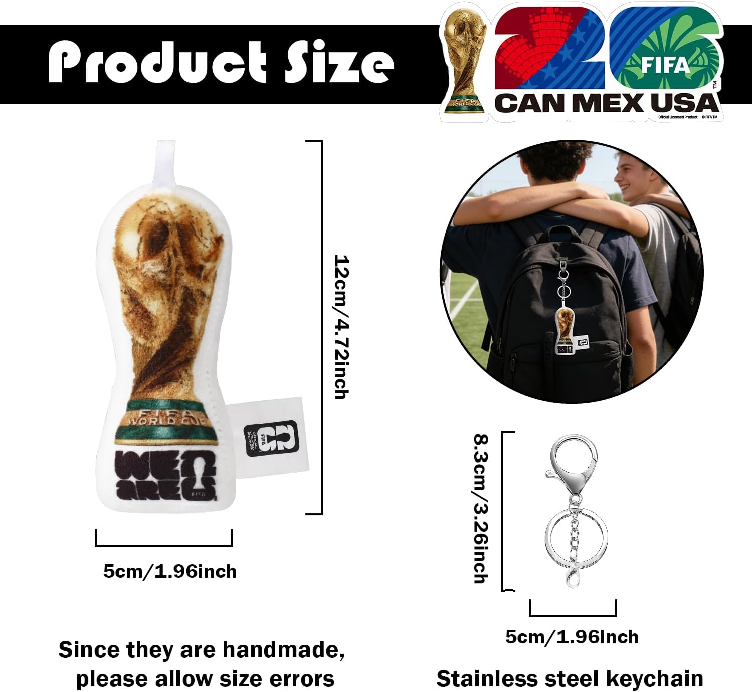 MESUCA FIFA 2026 Trophy Plush Toy Keychain, 4.7" for Kids image 2