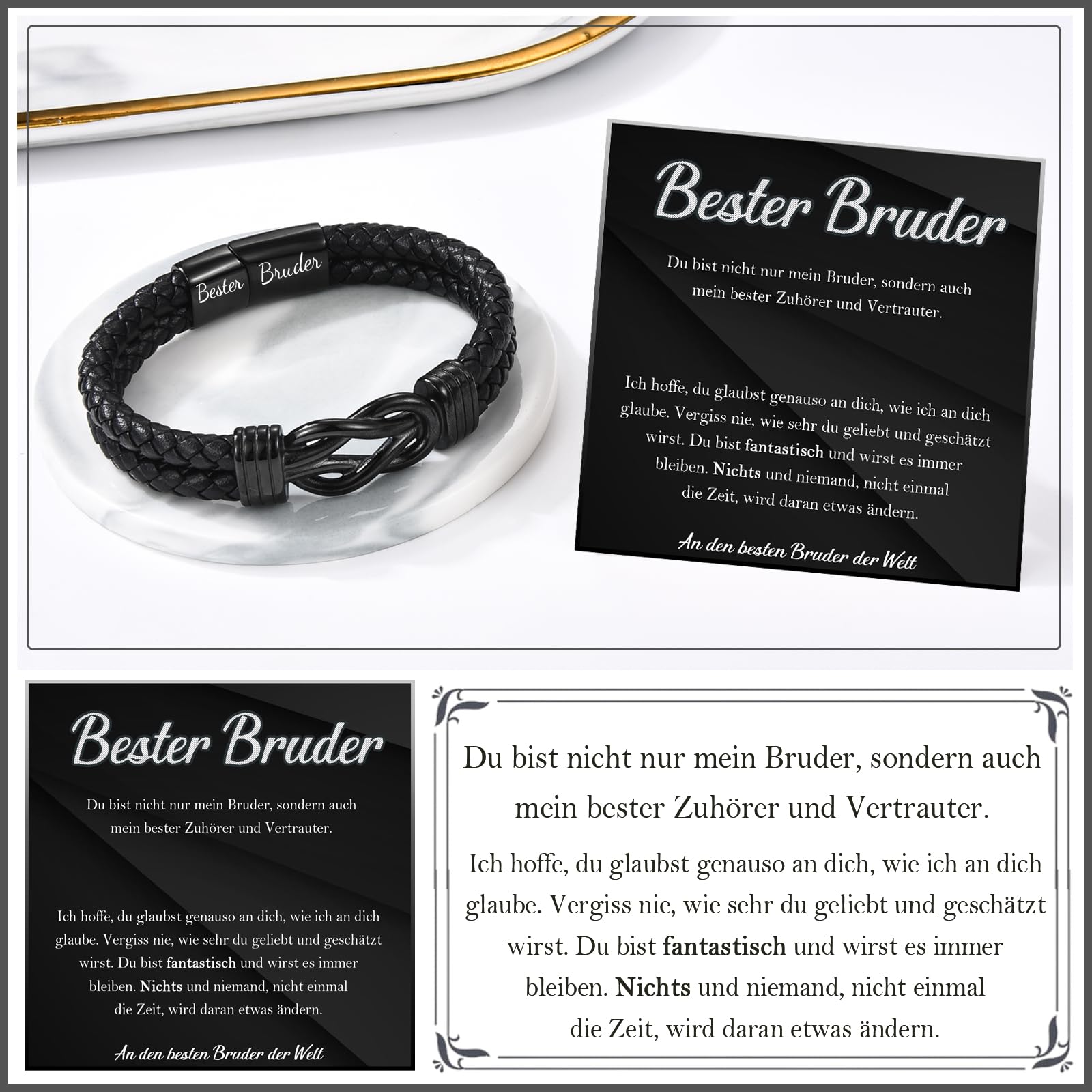 FAOMZQ Geschenke für Männer, Lederarmband mit Gravur für Papa Sohn Bruder zum Geburtstag Weihnachten Vatertag Abschluss, Ich Liebe Dich Geschenk für Meinen Mann Freund zum Valentinstag Jahrestag