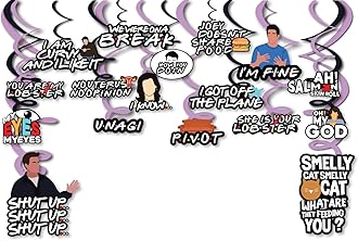 Festiko® Friends Theme Quote Swirls, Theme Birthday Decoration Supplies, Friends Theme Party Favors, Hanging Decorations(17 Pcs Cutouts & 17 Pcs Ribbons)