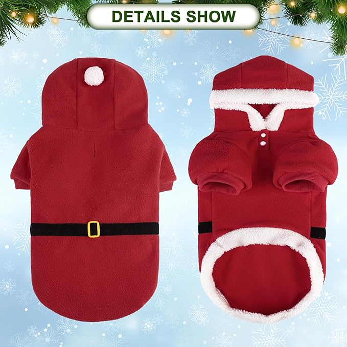 EXPAWLORER Suéter Navideño para Perro con Capucha - Disfraz de Santa Claus miniatura 3