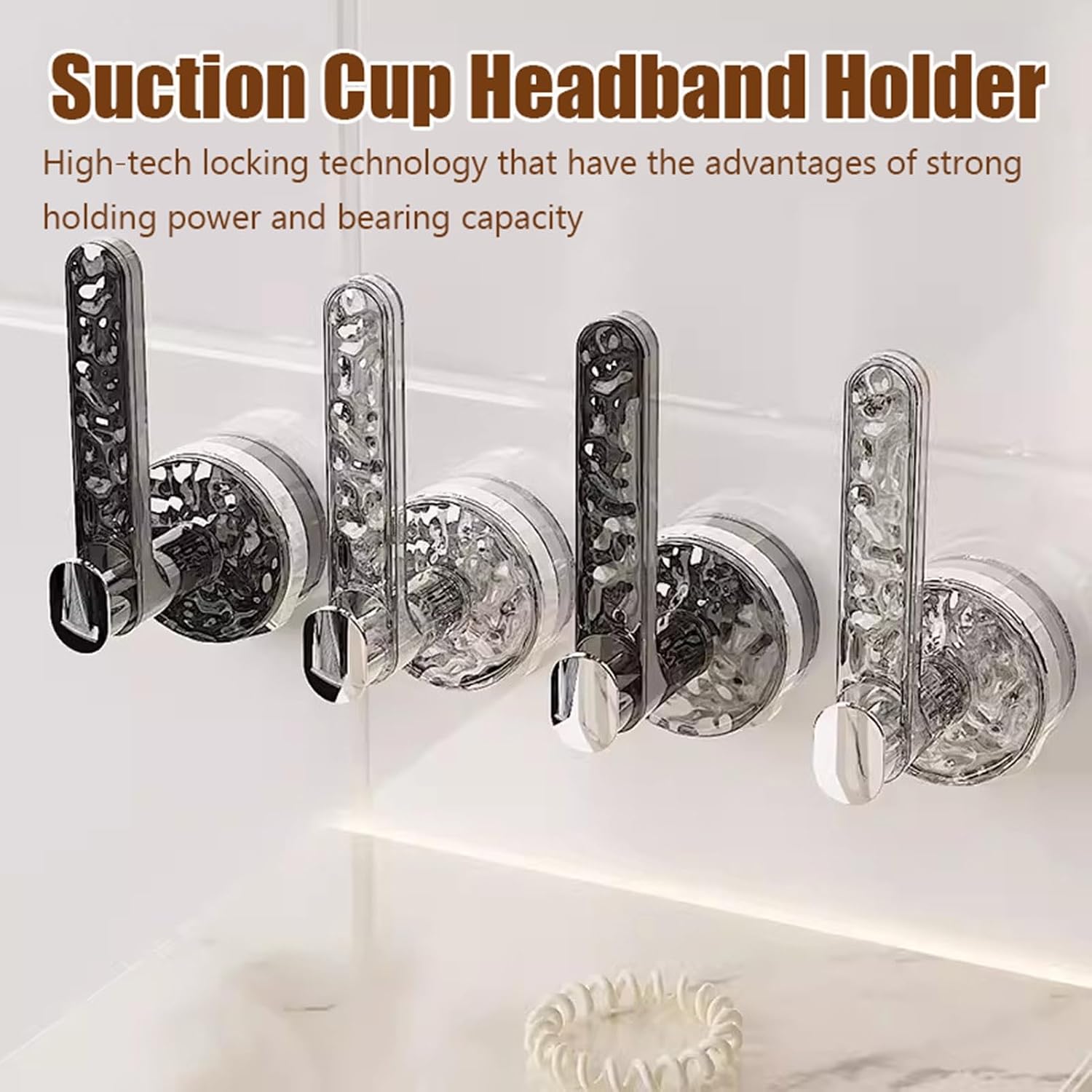 Acrylic Suction Headband Holder Organizer - Stand for Hair Ties, Bracelets, Watches, and Scrunchies