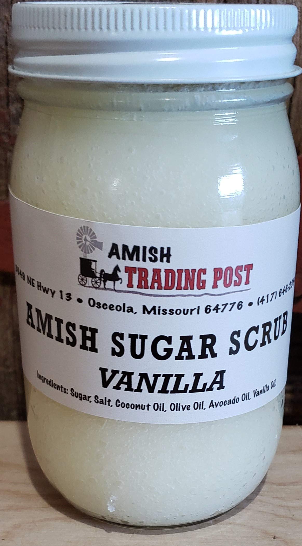 Amish Sugar Scrub all Natural Homemade Product! 1 pint glass jar Facial Scrub (Vanilla)