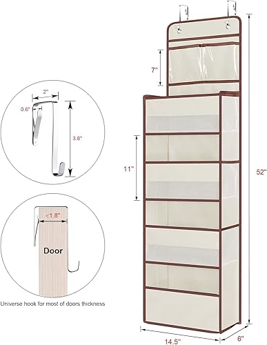 Miniatura 3 de Organizador Univivi para colgar en la puerta, armario de guardería, con 4 bolsillos grandes y 3 pequeños bolsillos de cloruro de polivinilo, para