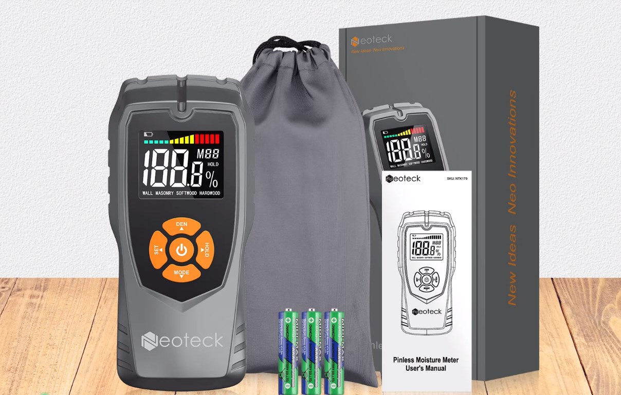 Medidor De Humedad Con Doble Sonda - Sensor Sin Contacto Y De Aguja, Pantalla LCD A Color, Para Madera, Paredes Y Hormigón