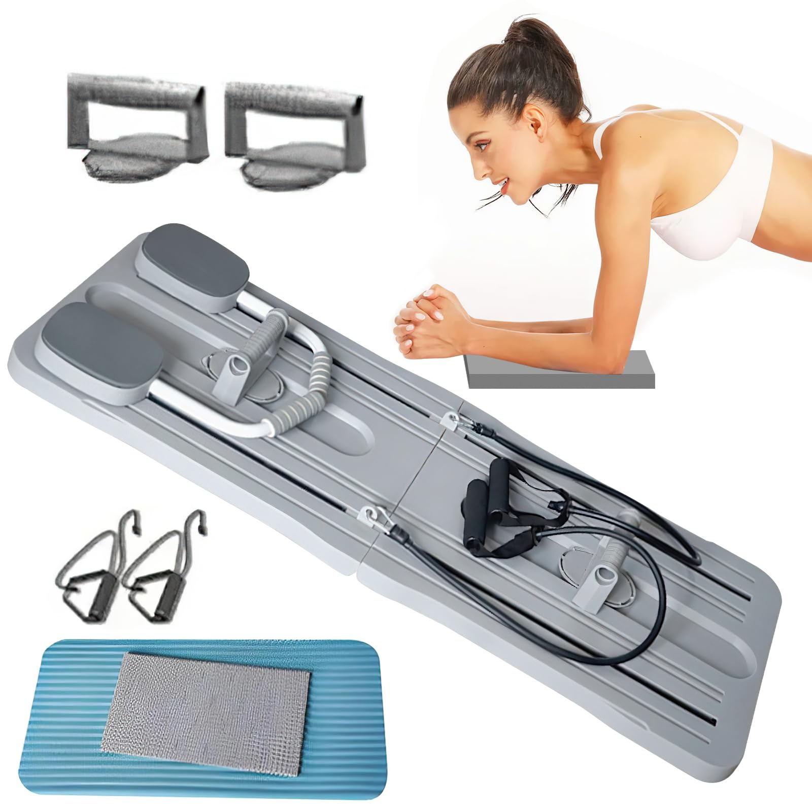 Planche de fitness pliable pour pilates - Multifonctionnelle - Planche de réforme abdominale - Planche de réforme abdominale multifonction avec rebond automatique