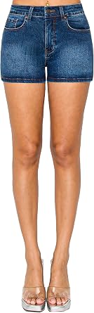WAX JEAN Womens Basic Clean Hem Denim Shorts