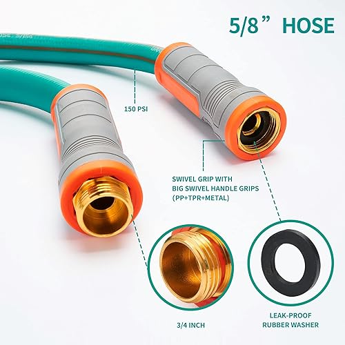 Miniatura 5 de FENG PAI Manguera de jardín de 10 pies a 58 pulgadas de pulgada, manguera de agua resistente para todo tipo de clima, conector de carrete de