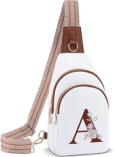 Lizznoe Crossbody Bag for Women Leather Sling Bags with Initial Letter Fanny Pack Chest Bag for Travel, Gift for Mom Wife