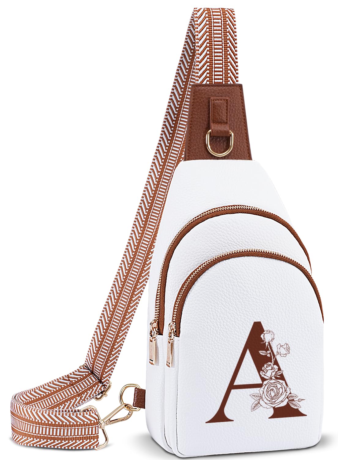 Lizznoe Crossbody Bag for Women Leather Sling Bags with Initial Letter Fanny Pack Chest Bag for Travel, Gift for Mom Wife
