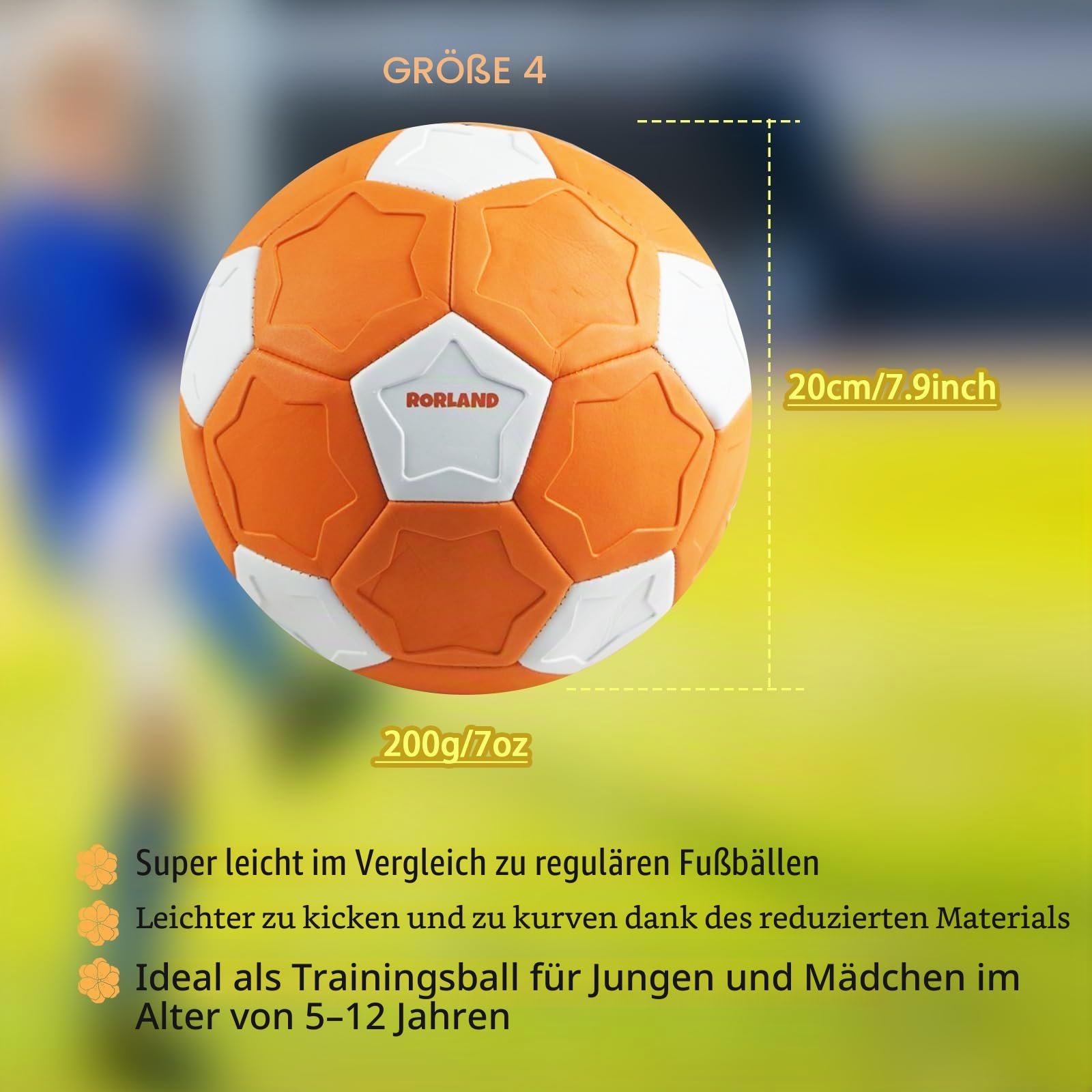 Curve Ball Fussball, Fußball Kinder Größe 4, Softball Football für Drinnen und Draußen, Leichte Kurveball in 20cm, Geschenk für Jungen ab 6 7 8 Jahre, inkl. Pumpe