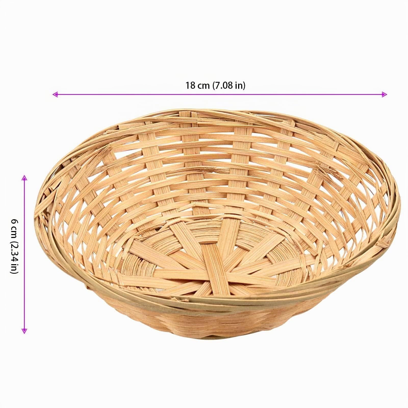 JEUIHAU 12 cestini per il pane in bambù, rotondi, in vimini naturale, per pane, frutta e snack