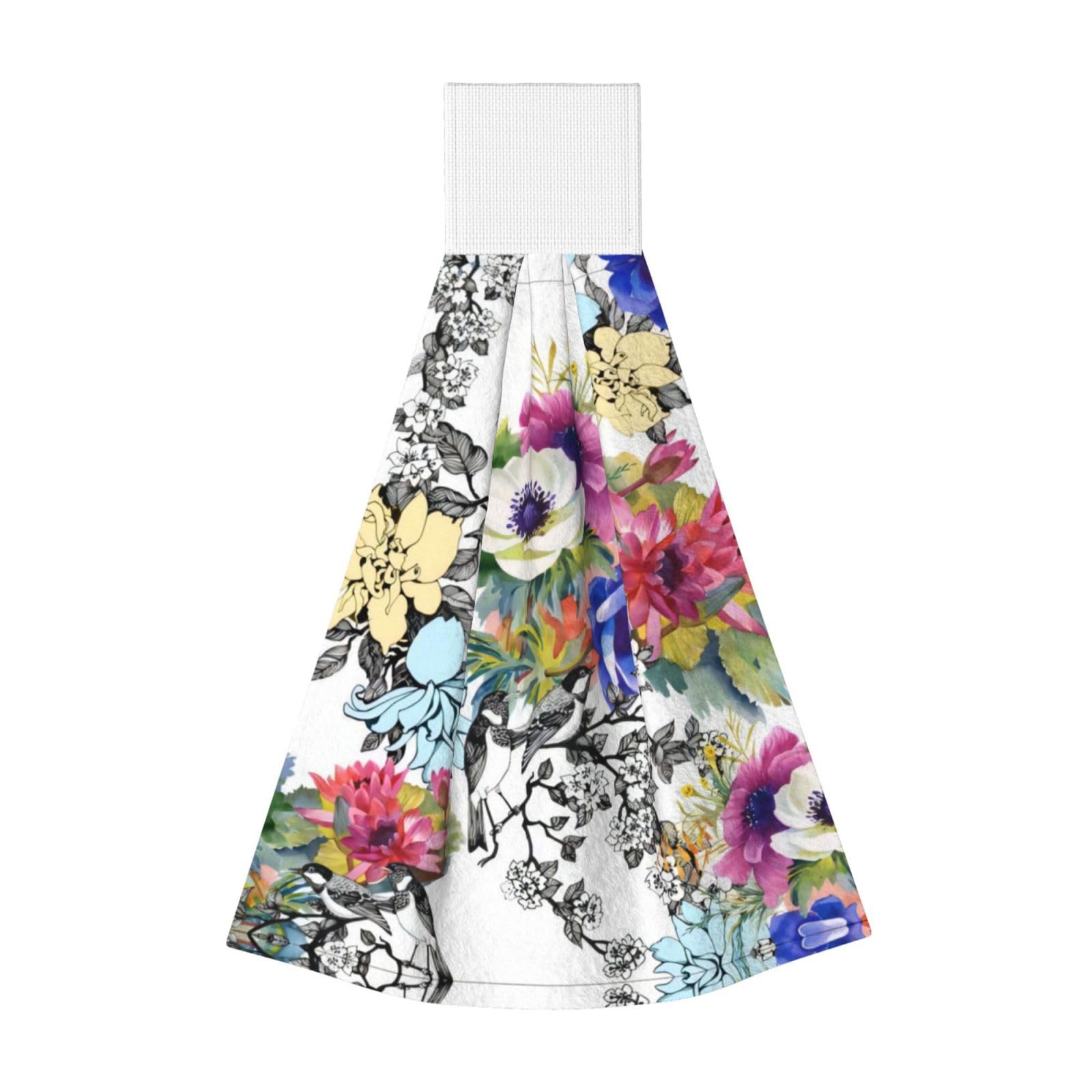ZQYTGFDC Wild Flowers Birds Leaves Branches Highly Absorbent Dish Towels Soft Coral Fleece Wipe