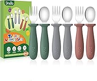 DRKIO 6-Piece Toddler Utensils Set: Safe 18/8 Stainless Steel Kids Forks & Spoons, Silicone Handles, Anti-Choke, Dishwasher Safe