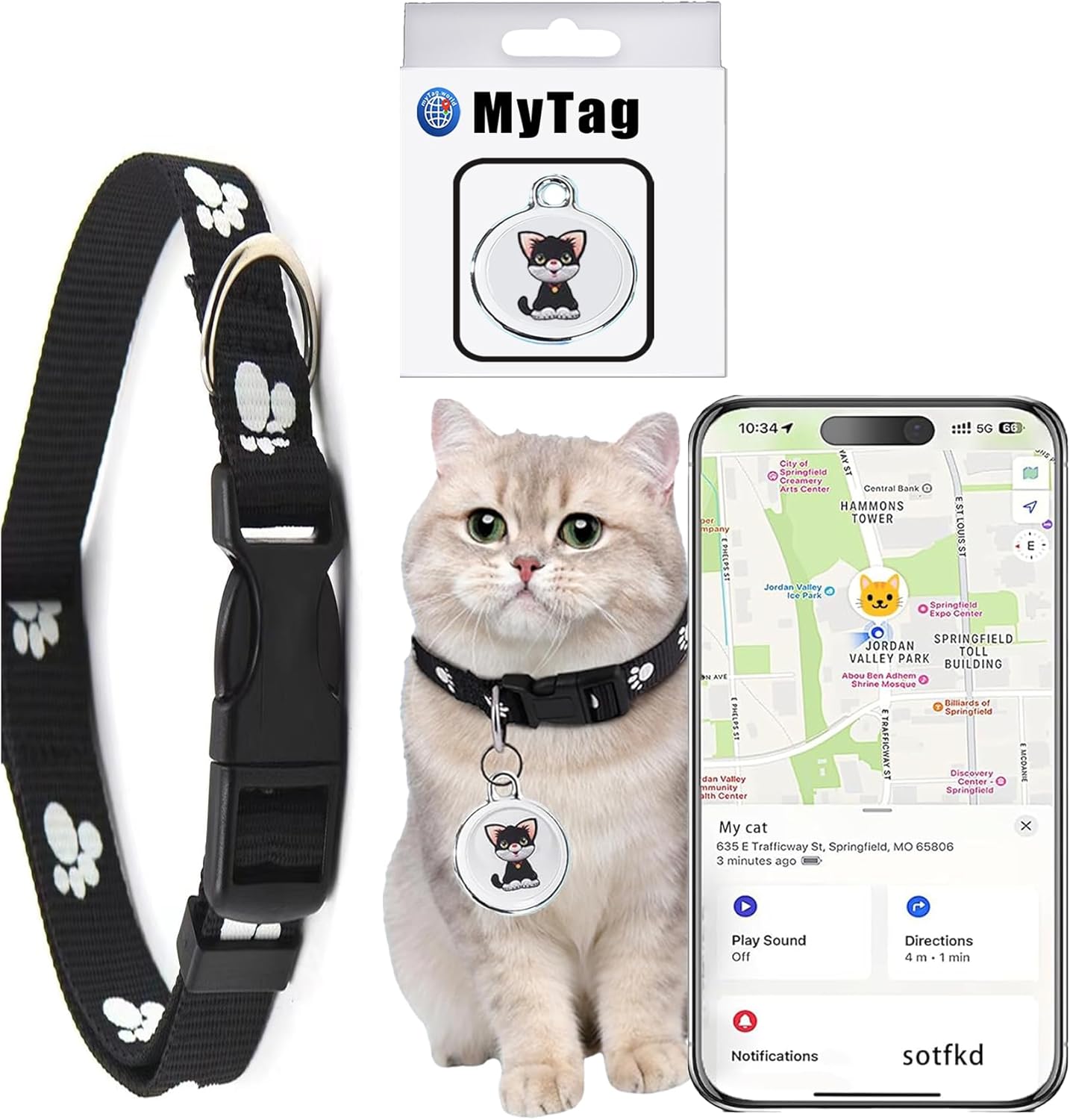 Cat Tracker Collar-Cat GPS Tracker-GPS Tracker for Cats| Dual-System Tracker | Android and iOS Universal | No Monthly Fee | Waterproof | Works with Any Collar