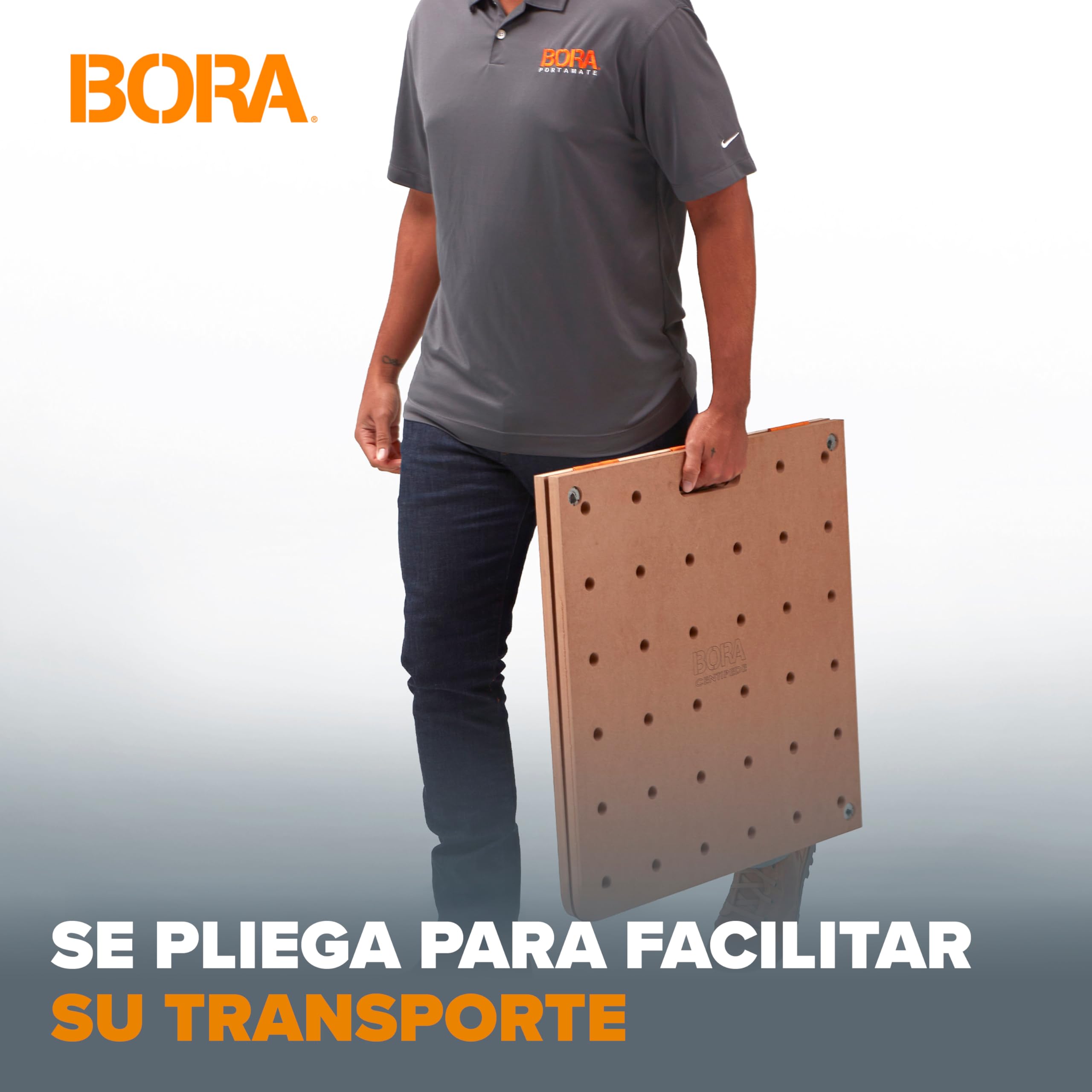 Bora Centipede CK22TM Mesa de Banco de Trabajo 24 x 48 Pulgadas con Parte Superior de Madera y Agujeros de 20 mm