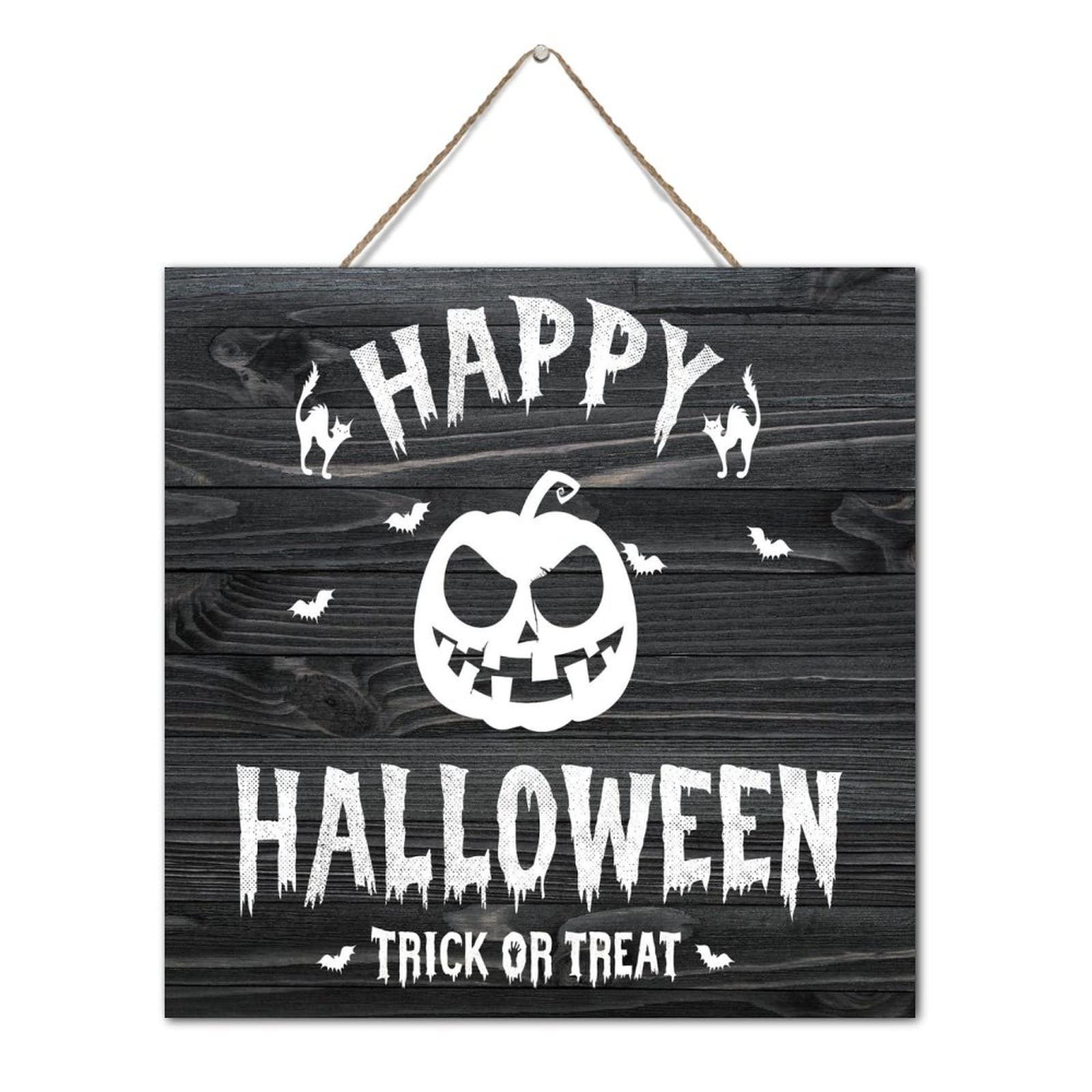 Panneau en bois Happy Halloween Trick or Treat pour décoration murale de maison et chambre