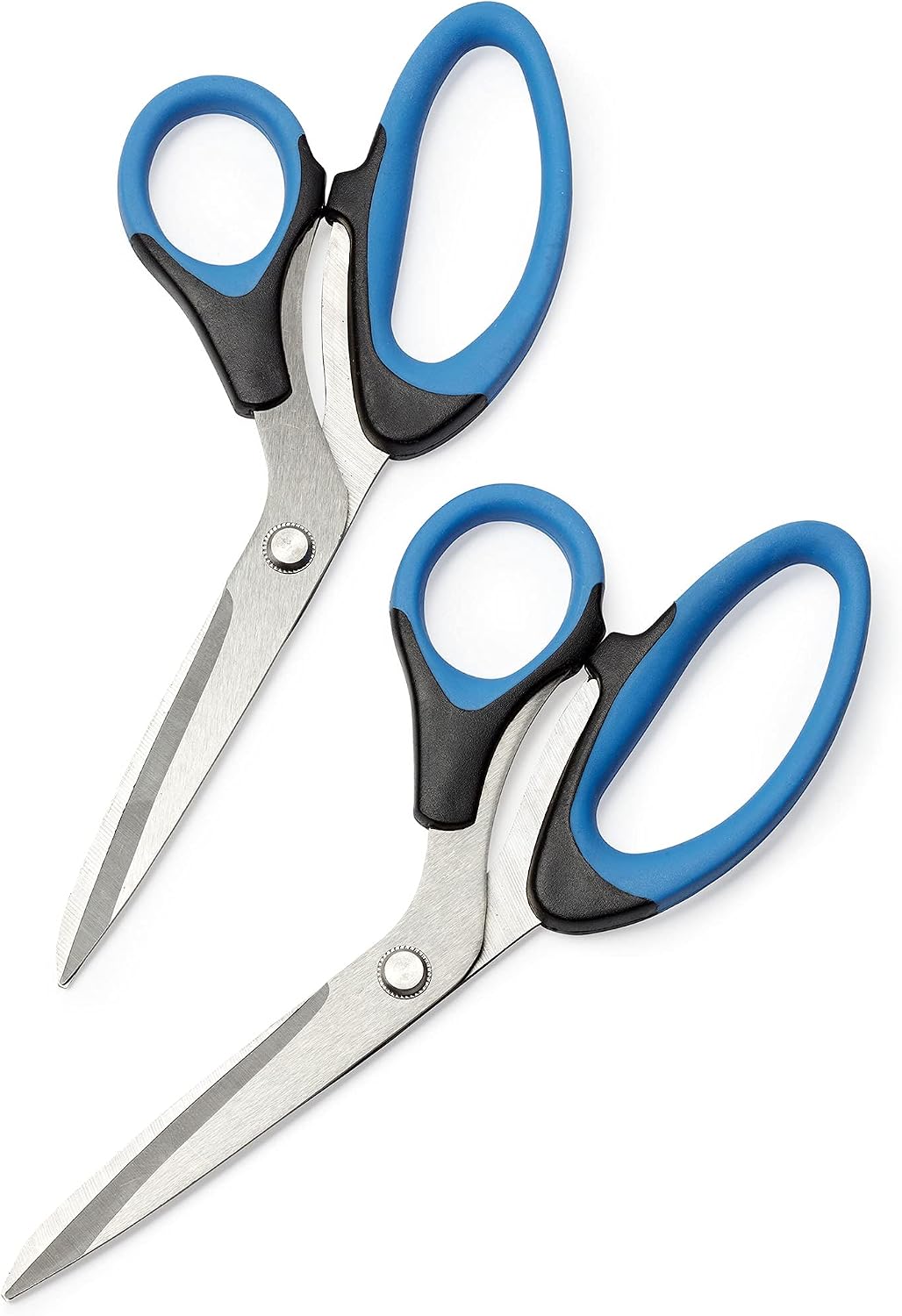 OfficeGoods Stainless Steel 8.5" Scissors w/Soft Grips - Modern Design for the Stylish Home, Office, or School - Perfect for Arts & Crafts, Scrapbooking, Fabric, Sewing - Black/Blue - Set of 2