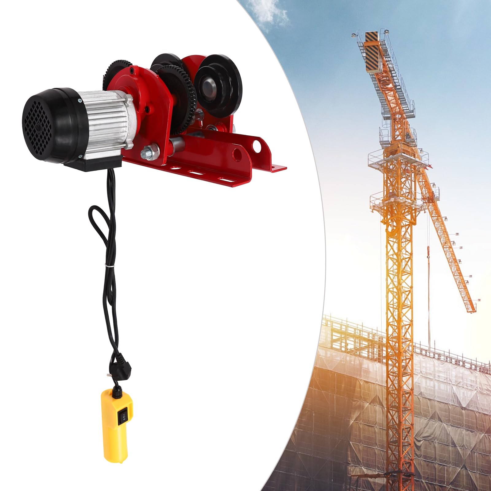 Verricello elettrico, 1T 220 V, 370 W, con cavo di controllo remoto lungo, 120 cm