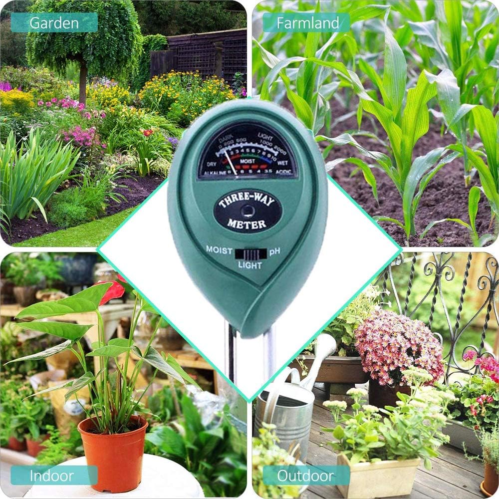 Kuman 2 Packs 3-in-1 Soil Moisture Meter, Light and PH Acidity Tester Plant Tester Indoor Outdoor Soil Moisture Sensor Meter Plant Care Hygrometer Water Monitor for Garden Farm Lawn KP01