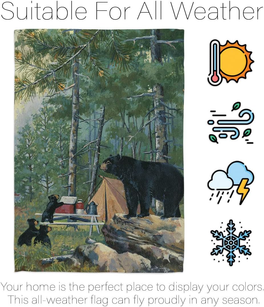 Breeze Decor G160044 Bears Campsite Nature Wildlife Double Side Decorative Garden Flag, 13" x 18.5" inch, Multi-Color